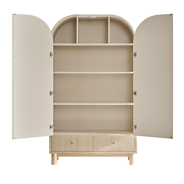 Maude Large Storage Cabinet, Natural Ash with Raffia