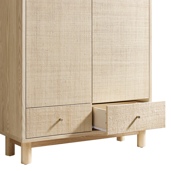 Maude Large Storage Cabinet, Natural Ash with Raffia