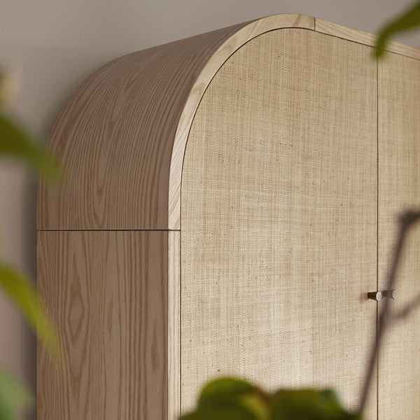 Maude Large Storage Cabinet, Natural Ash with Raffia