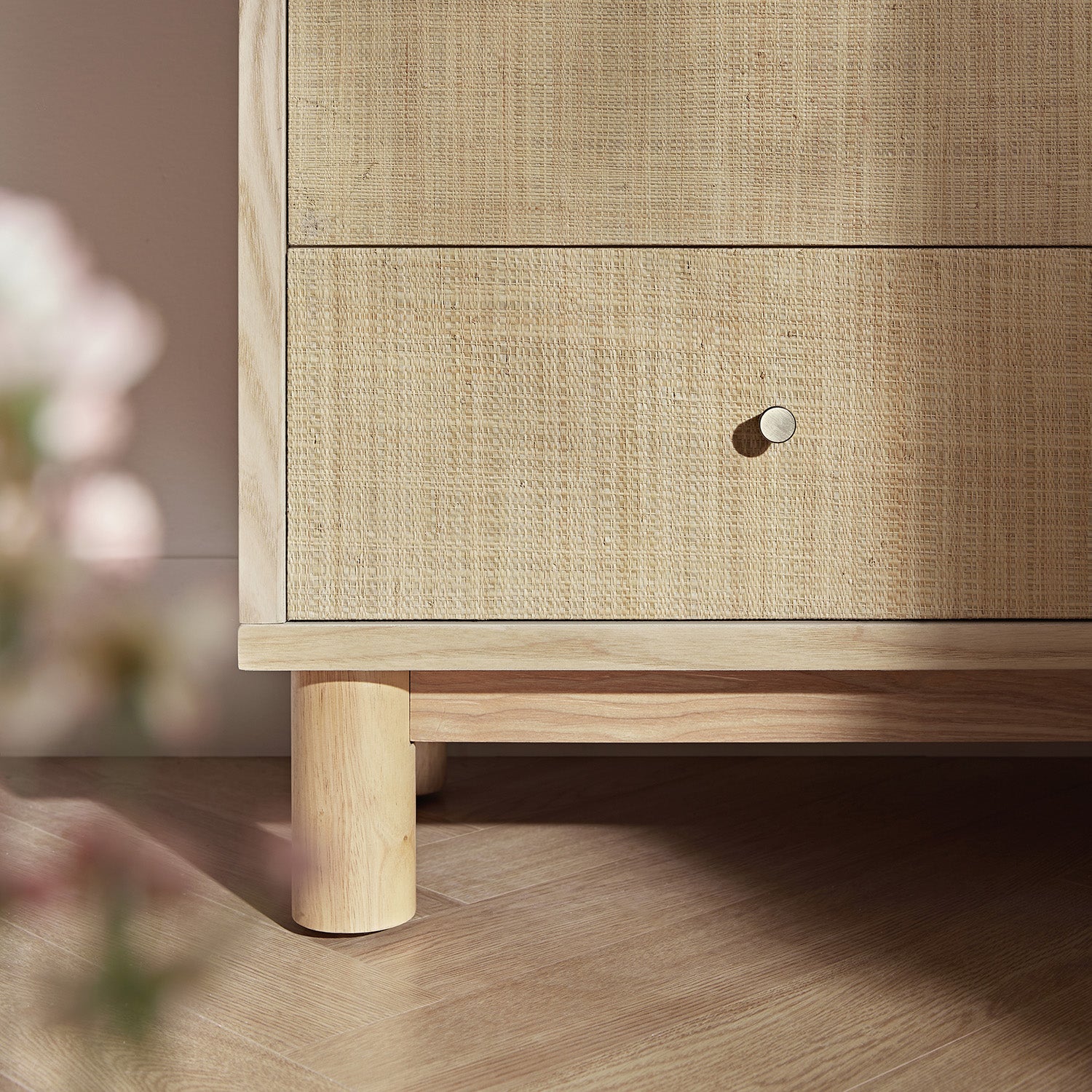 Maude Large Storage Cabinet, Natural Ash with Raffia