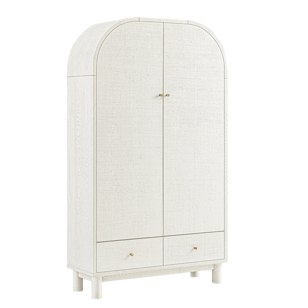 Maude Large Storage Cabinet, Washed White Ash with Raffia