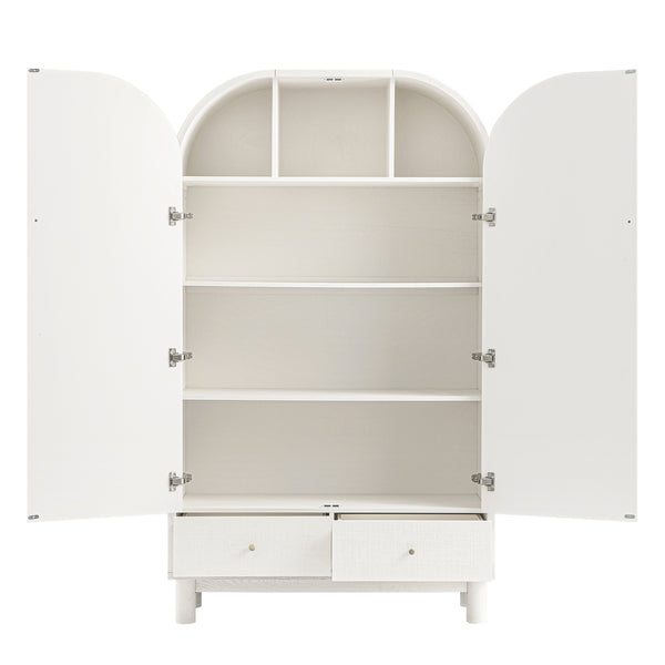 Maude Large Storage Cabinet, Washed White Ash with Raffia