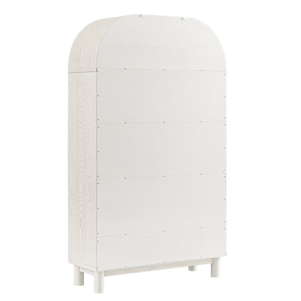Maude Large Storage Cabinet, Washed White Ash with Raffia