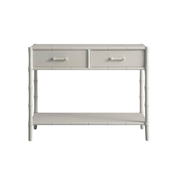 Elstowe Faux Bamboo 2-Drawer Console Table, Shaded White