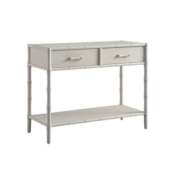 Elstowe Faux Bamboo 2-Drawer Console Table, Shaded White