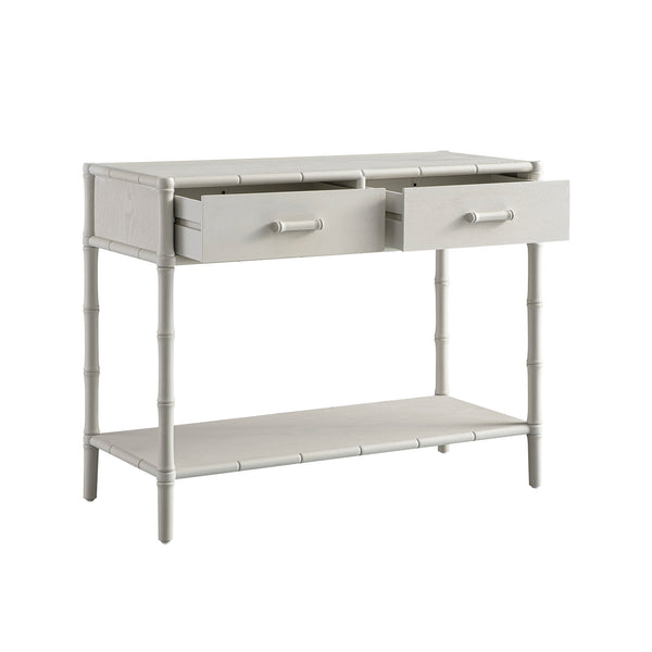 Elstowe Faux Bamboo 2-Drawer Console Table, Shaded White