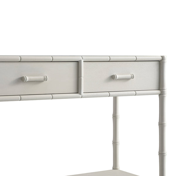 Elstowe Faux Bamboo 2-Drawer Console Table, Shaded White