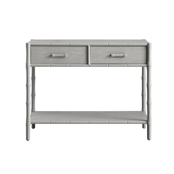 Elstowe Faux Bamboo 2-Drawer Console Table, Warm Grey