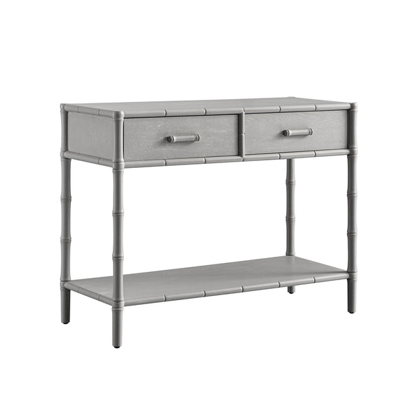 Elstowe Faux Bamboo 2-Drawer Console Table, Warm Grey