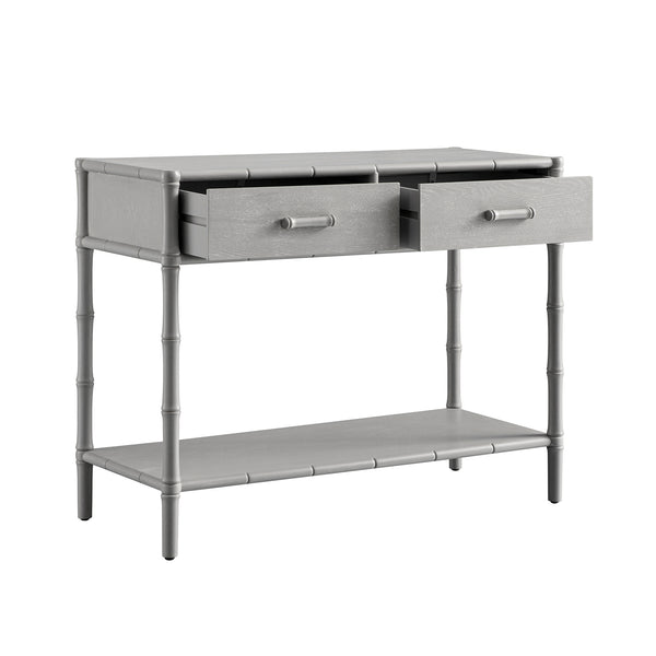 Elstowe Faux Bamboo 2-Drawer Console Table, Warm Grey