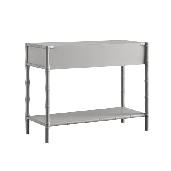 Elstowe Faux Bamboo 2-Drawer Console Table, Warm Grey