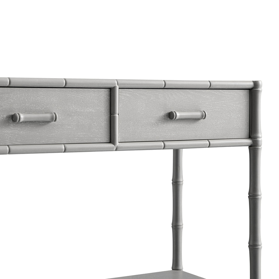 Elstowe Faux Bamboo 2-Drawer Console Table, Warm Grey