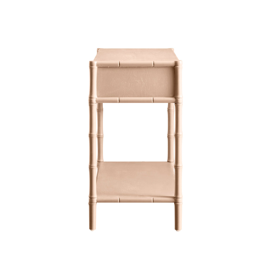 Elstowe Faux Bamboo 2-Drawer Console Table, Nude Pink