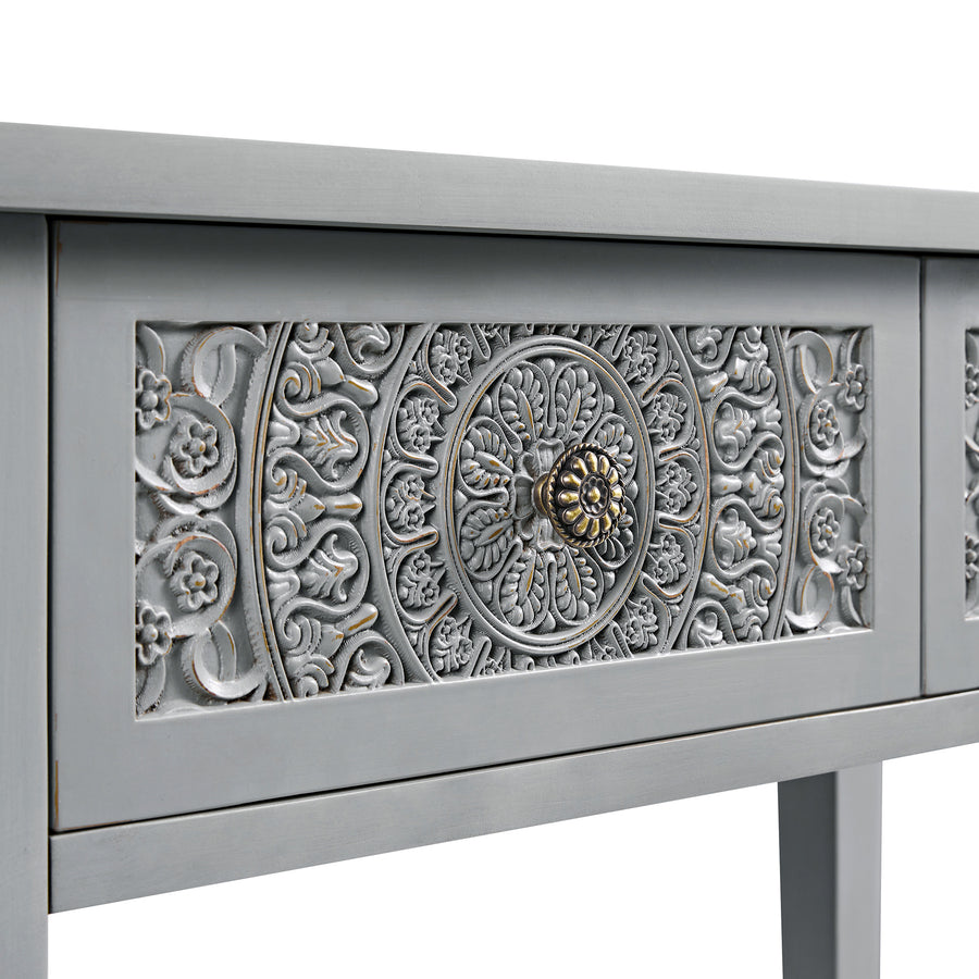 Chantilly Mid Grey Carved Console/ Dressing Table