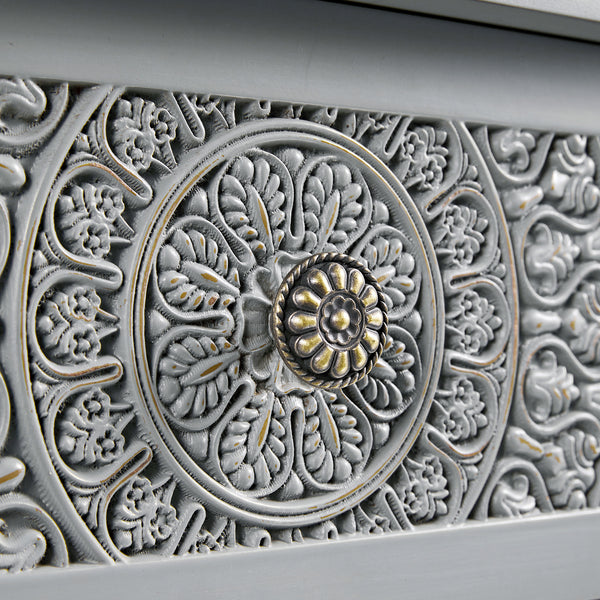 Chantilly Mid Grey Carved Console/ Dressing Table