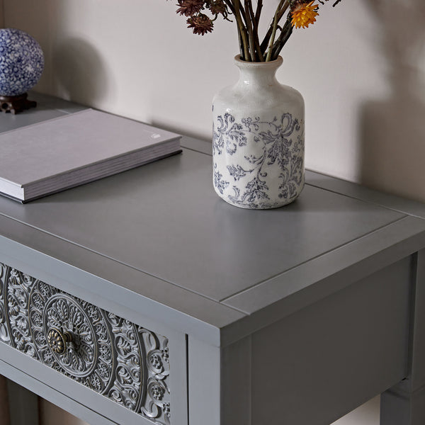 Chantilly Mid Grey Carved Console/ Dressing Table