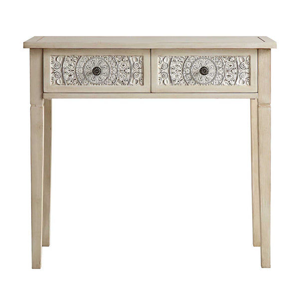 Chantilly Whitewashed Carved Console/ Dressing Table