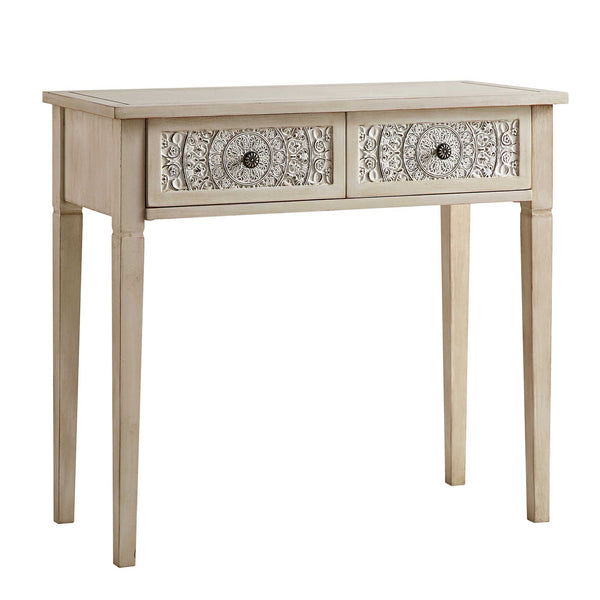 Chantilly Whitewashed Carved Console/ Dressing Table