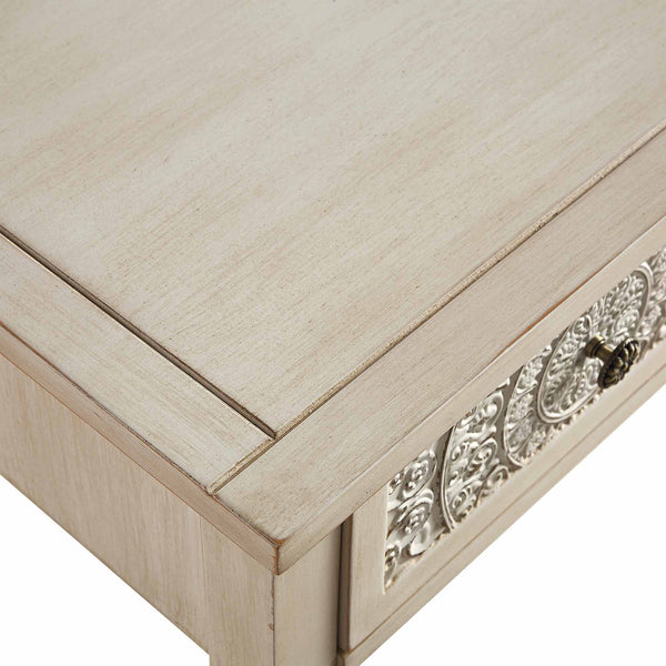 Chantilly Whitewashed Carved Console/ Dressing Table