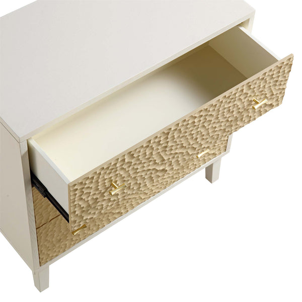 Bianca Chip Carved 3 Drawer Chest, Sand Beige & Ivory
