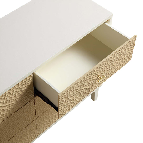 Bianca Chip Carved 6 Drawer Chest, Sand Beige & Ivory