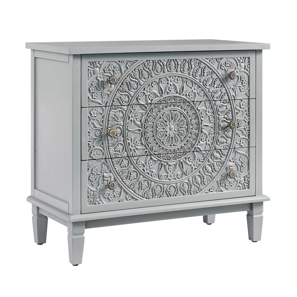 Chantilly Mid Grey Carved 3 Drawer Chest