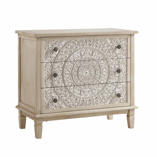 Chantilly Whitewashed Carved 3 Drawer Chest