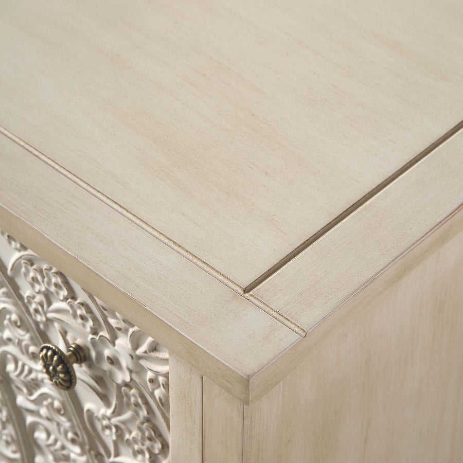 Chantilly Whitewashed Carved 3 Drawer Chest
