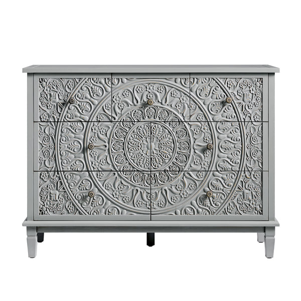 Chantilly Mid Grey Carved 3 over 4 Drawer Chest