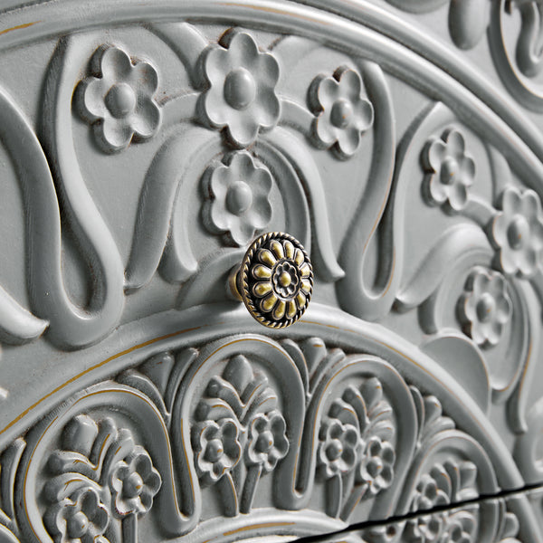 Chantilly Mid Grey Carved 3 over 4 Drawer Chest