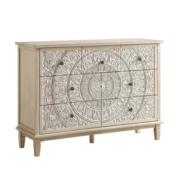 Chantilly Whitewashed Carved 3 over 4 Drawer Chest