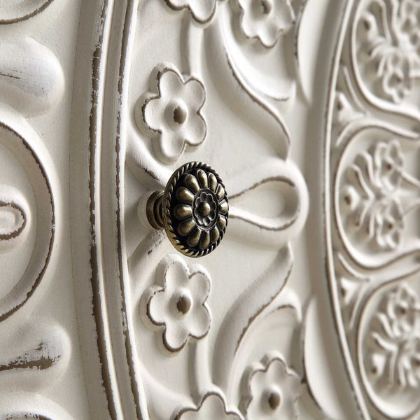 Chantilly Whitewashed Carved 3 over 4 Drawer Chest