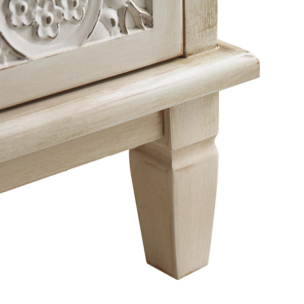 Chantilly Whitewashed Carved 3 over 4 Drawer Chest