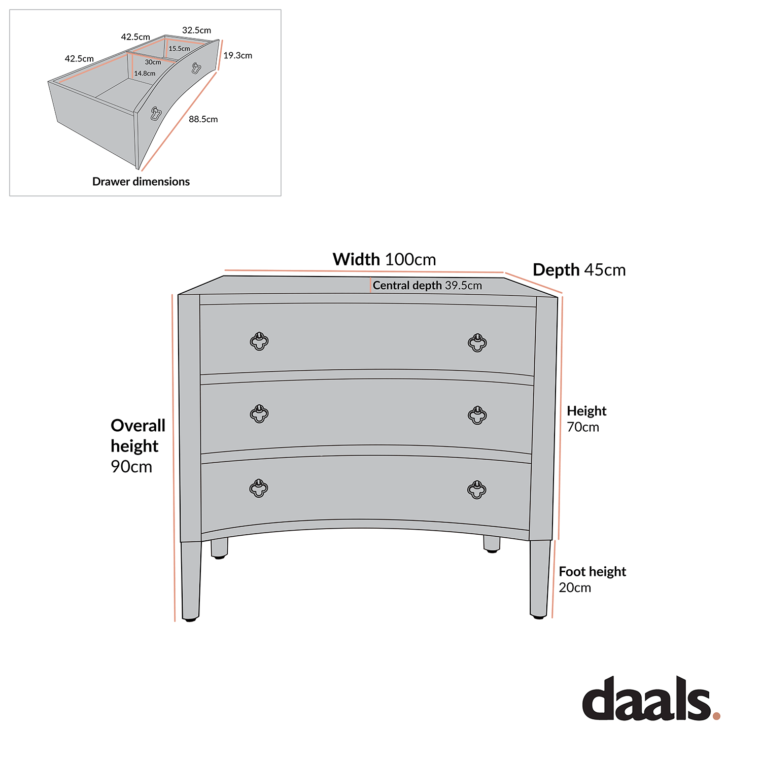 Thalia Concave Chest of Drawers, Natural | daals
