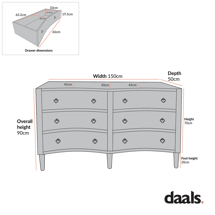 Thalia Concave Double Chest of Drawers, Natural
