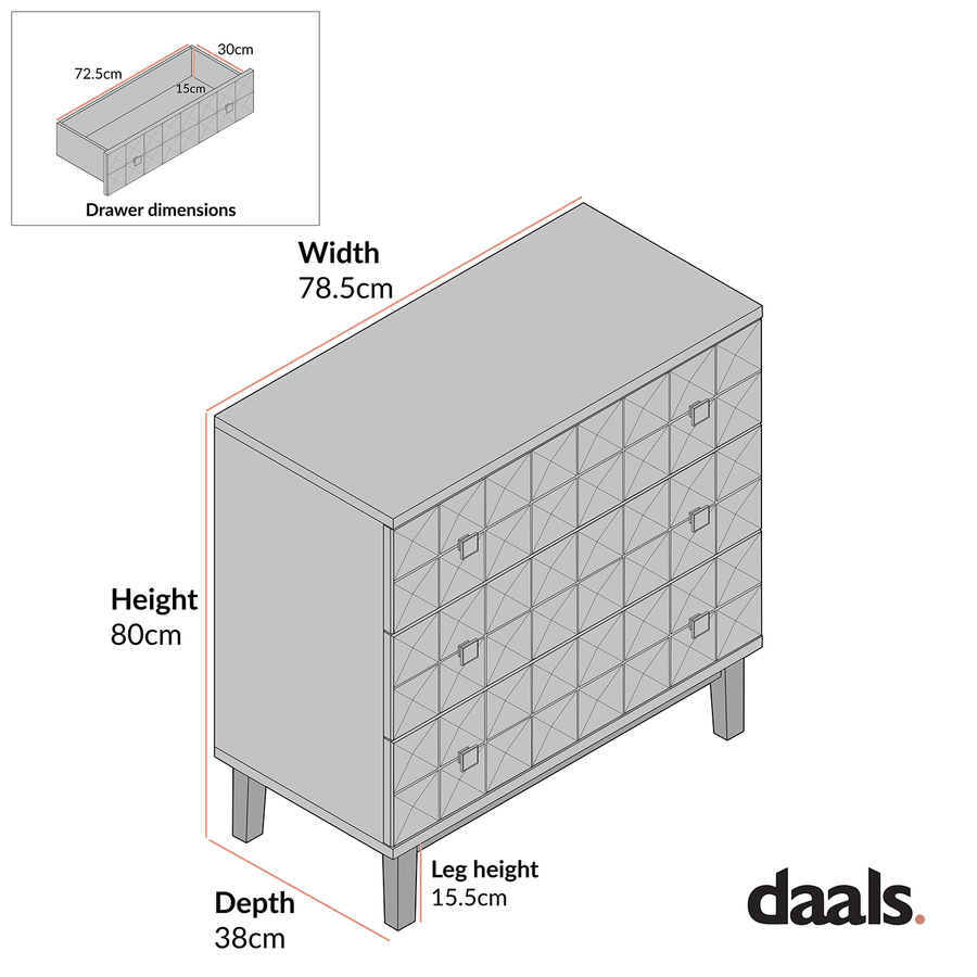 Gibbs Chest of 3 Drawers, Natural - daals