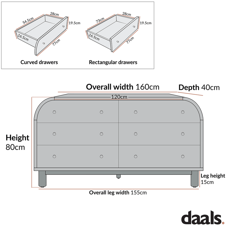 Maude Chest of 6 Drawers, Washed White Ash with Raffia