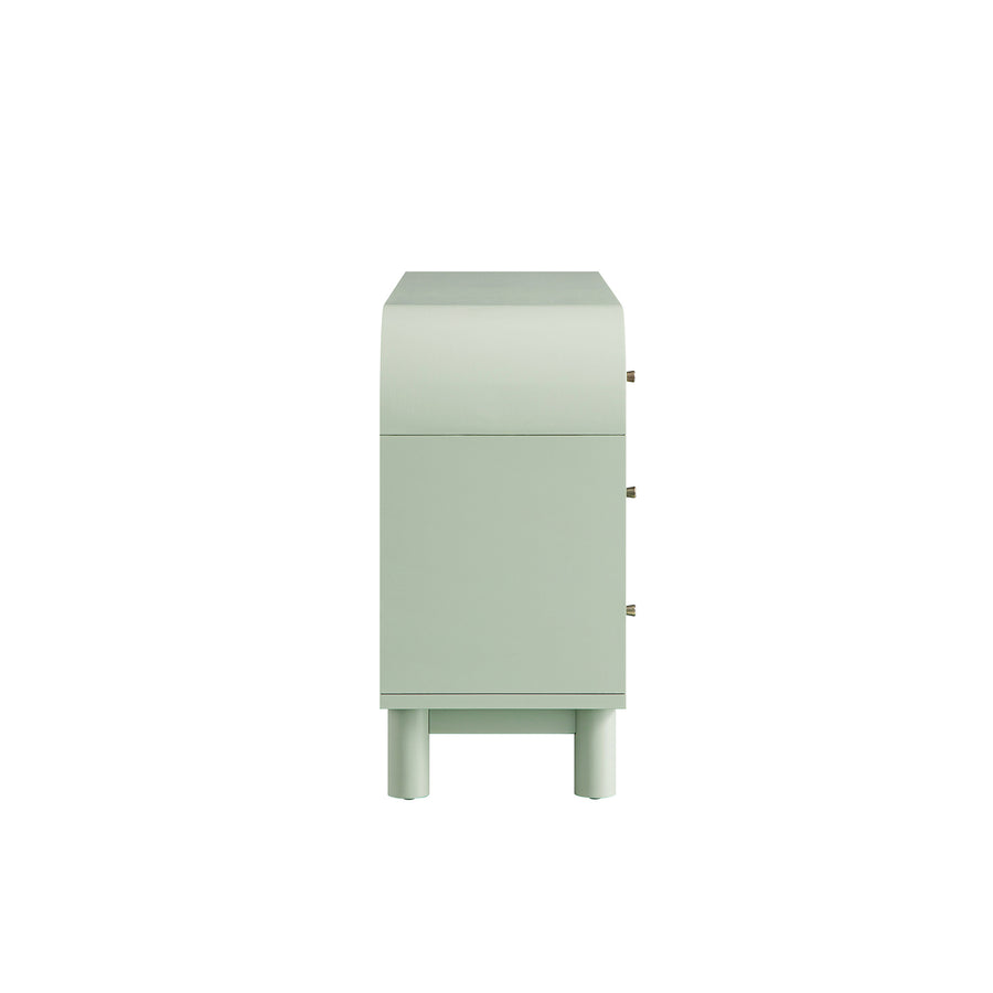 Maude Chest of 6 Drawers, Muted Pistachio Ash with Raffia