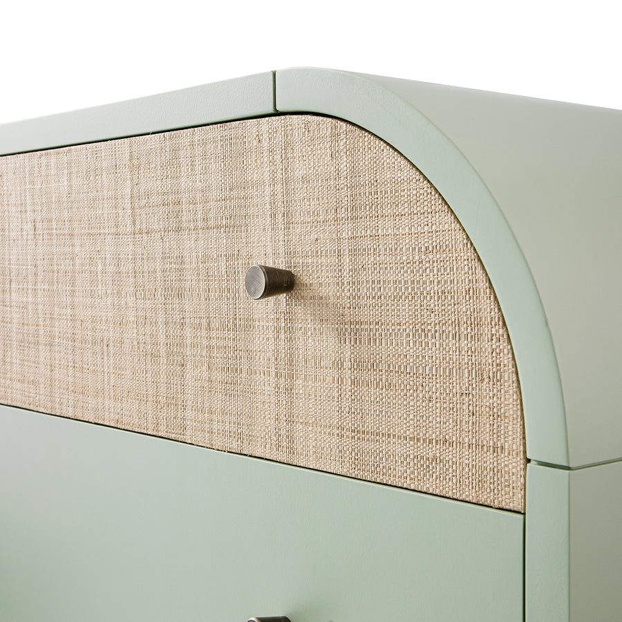 Maude Chest of 6 Drawers, Muted Pistachio Ash with Raffia