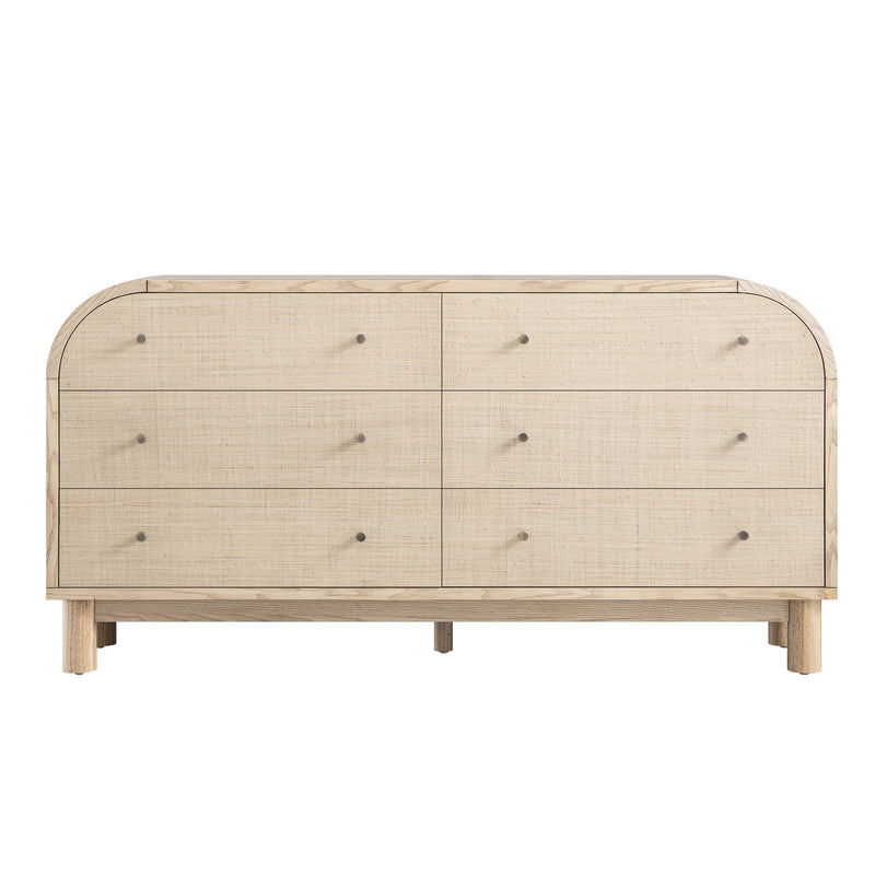 Maude Chest of 6 Drawers, Natural Ash with Raffia