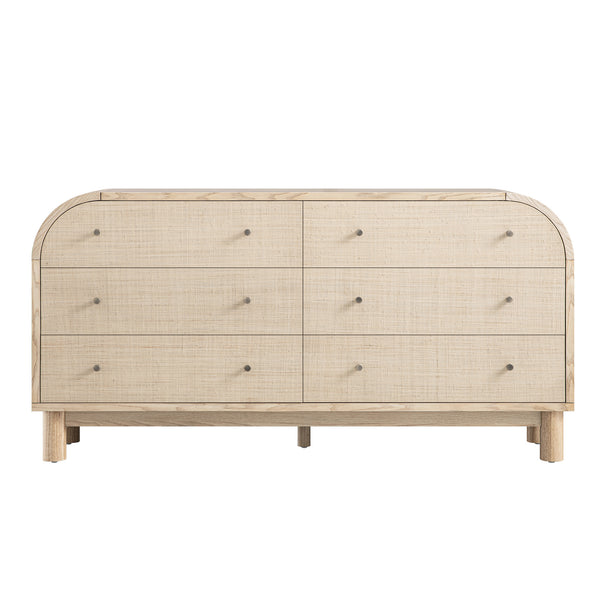 Maude Chest of 6 Drawers, Natural Ash with Raffia - daals