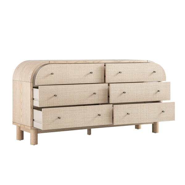 Maude Chest of 6 Drawers, Natural Ash with Raffia