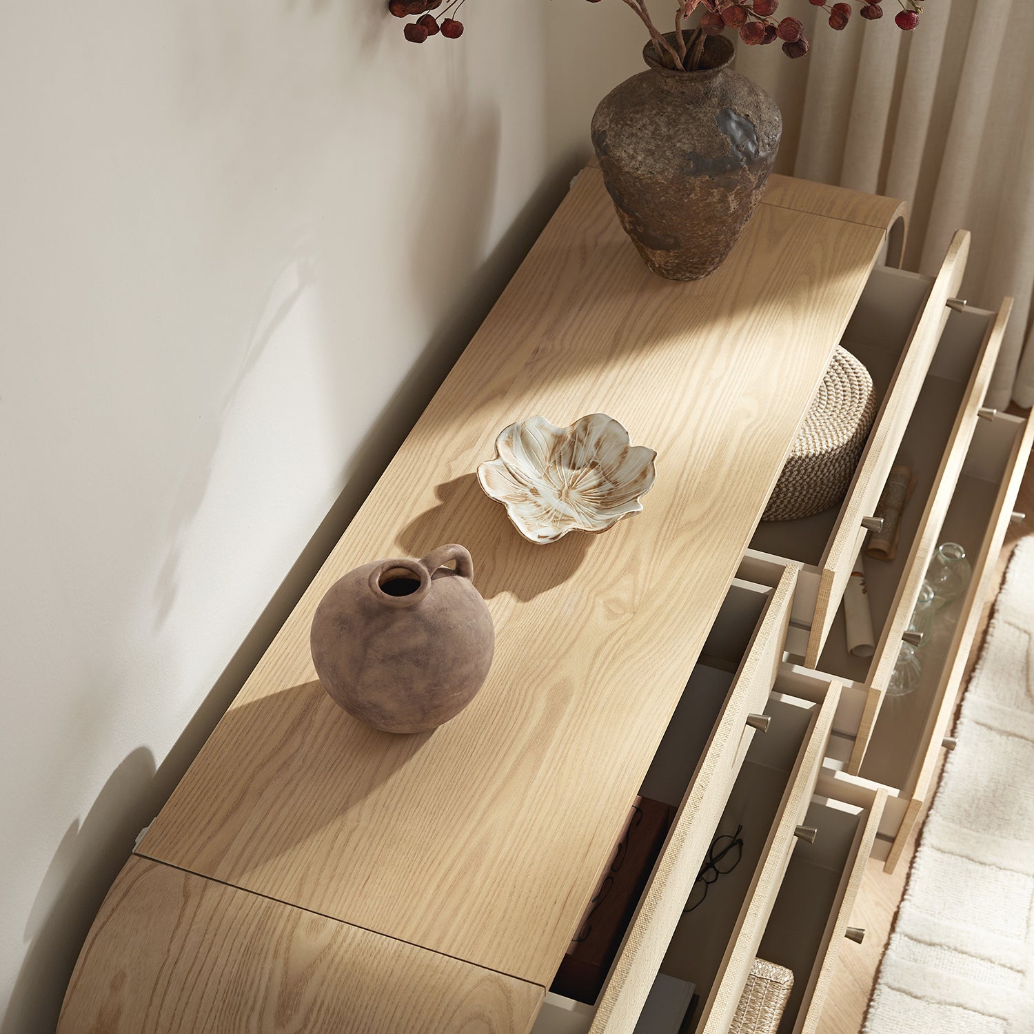 Maude Chest of 6 Drawers, Natural Ash with Raffia