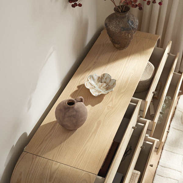 Maude Chest of 6 Drawers, Natural Ash with Raffia - daals