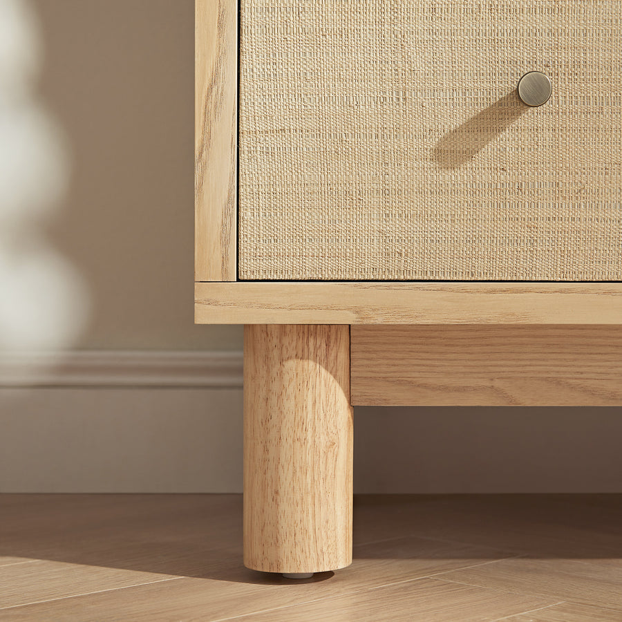 Maude Chest of 6 Drawers, Natural Ash with Raffia