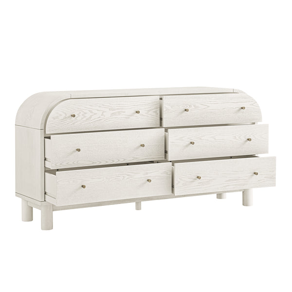 Maude Chest of 6 Drawers, Washed White Ash