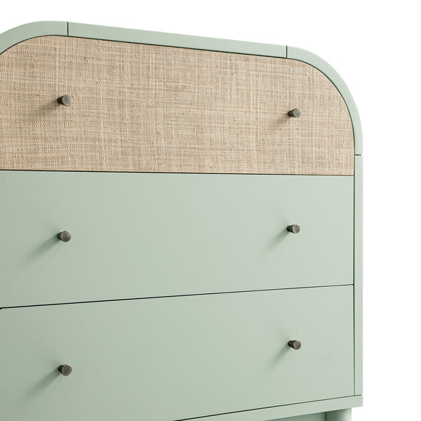 Maude Chest of 3 Drawers, Muted Pistachio Ash with Raffia