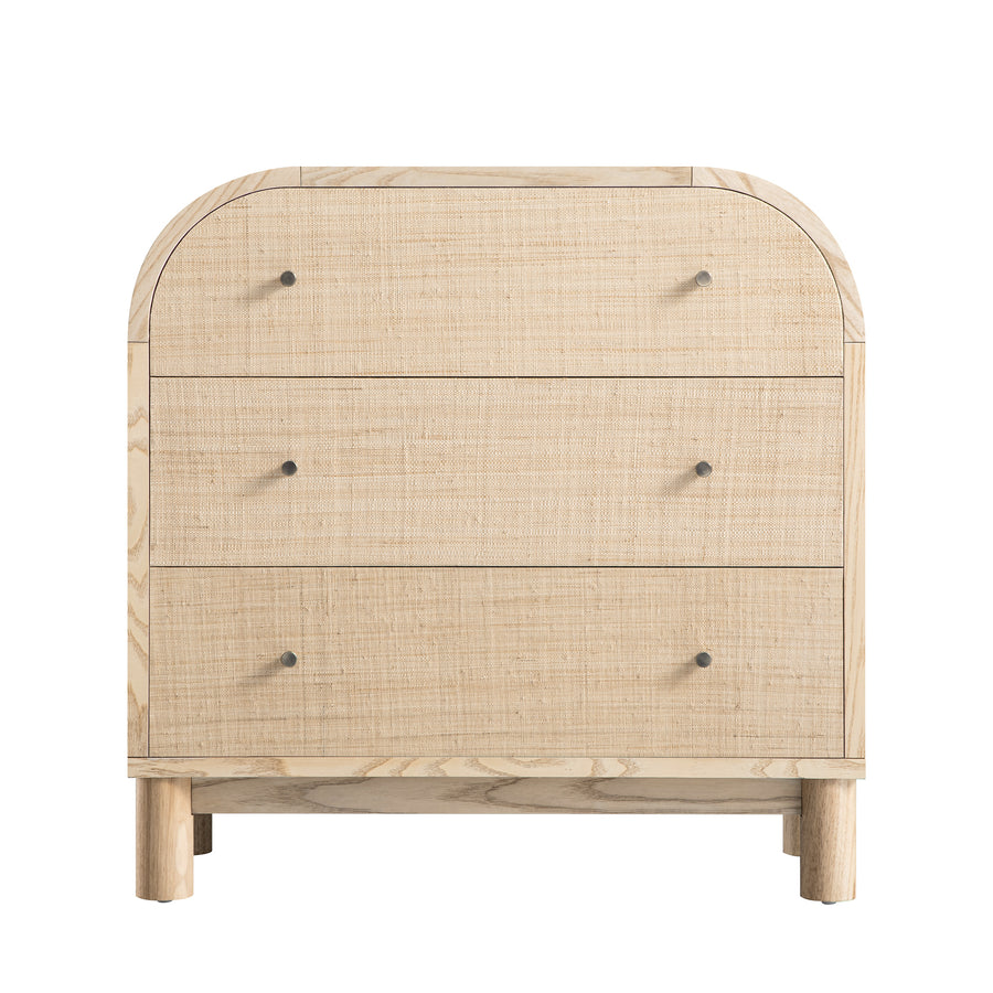 Maude Chest of 3 Drawers, Natural Ash with Raffia