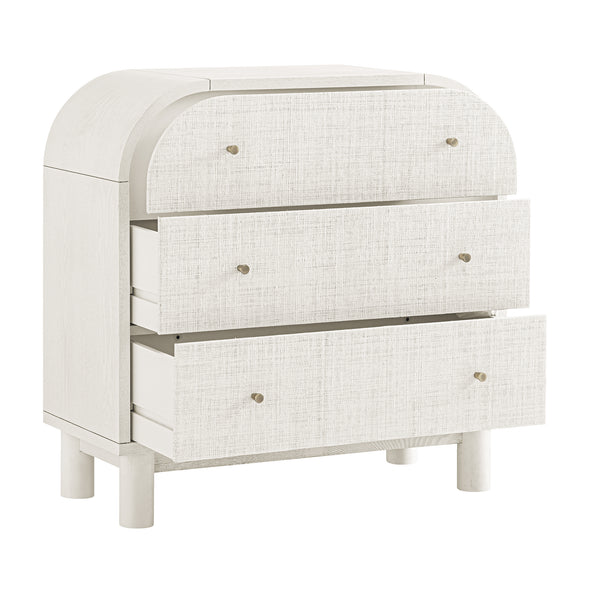 Maude Chest of 3 Drawers, Washed White Ash with Raffia