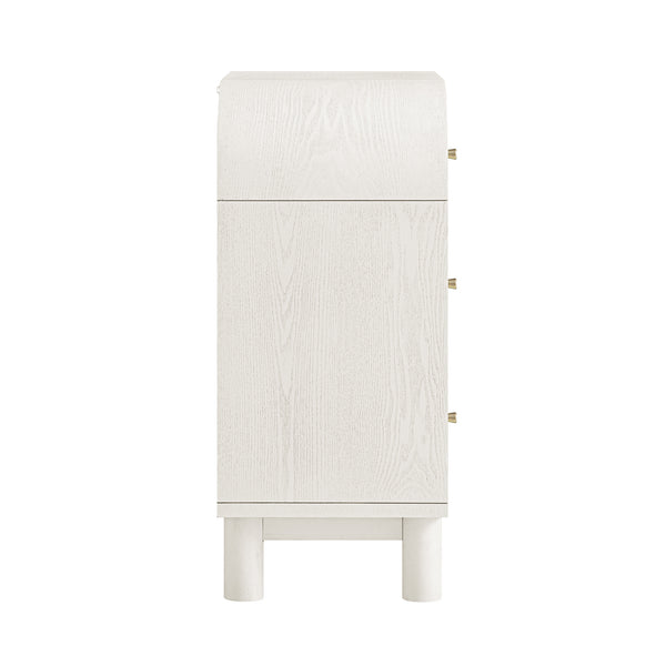 Maude Chest of 3 Drawers, Washed White Ash with Raffia